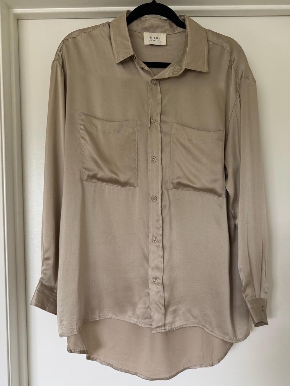 DISSH Harvey Oversized Stone Silk Shirt (4)